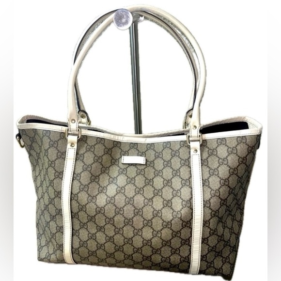 GUCCI Supreme GG Plus Monogram Large Joy Tote, Cream & Brown - Picture 11 of 12
